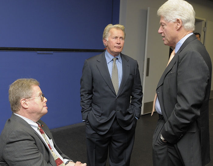 Mitchell speaks to Bill Clinton and Martin Sheen